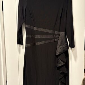 American Living Black Long Sleeve Dress with Ruffle Detail